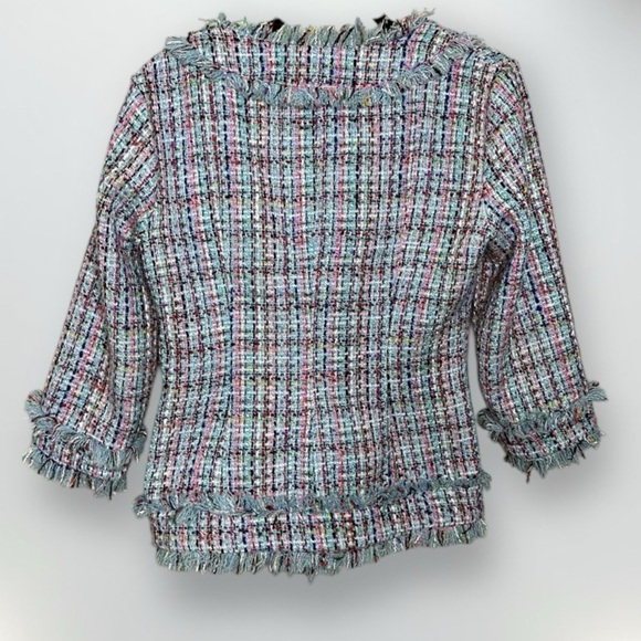 COPY - T6 Boston Proper Tweed Open Front Blazer Spring Colors Career size 6 - Picture 7 of 12